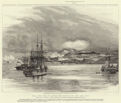De Burgeroorlog in Chili, de Slag bij Vina del Mar door Charles William Wyllie